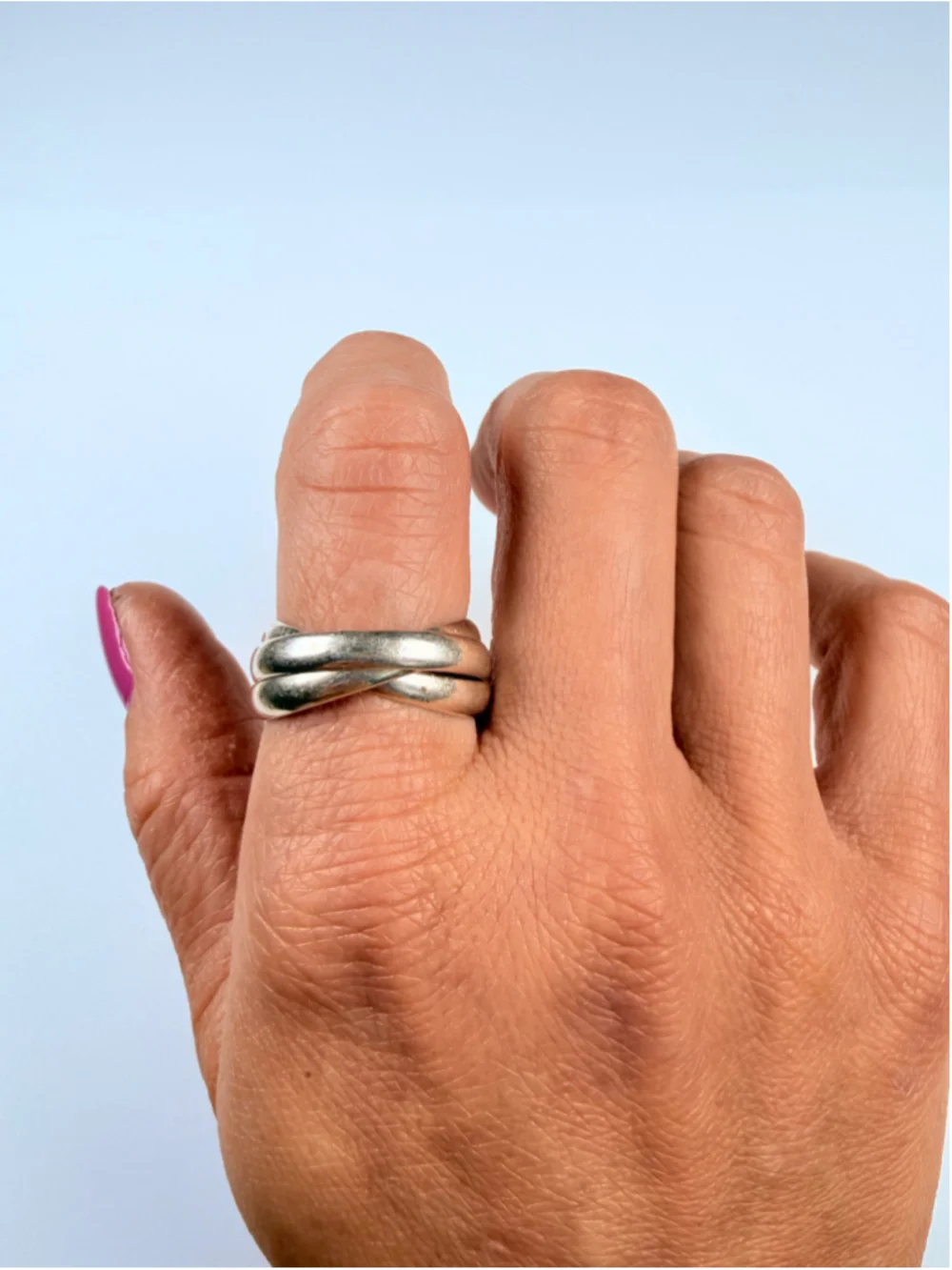 .999 Interlocking Triple Rolling Circle Band Sterling Silver Fidget Rings